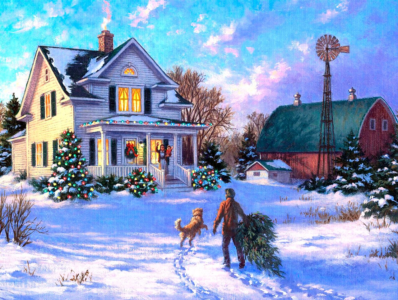 Sunsout Christmas Morning Welcome 500 pc Christmas Jigsaw Puzzle 55918